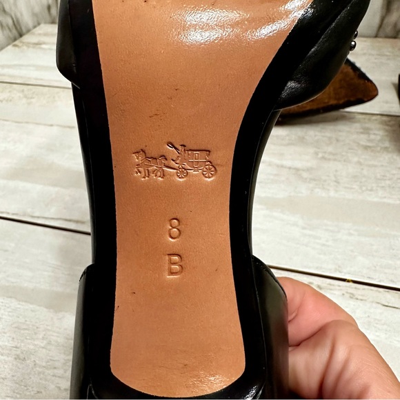 Coach Women’s Sz 8 B Holmes Studded Point Toe Black Heels Pumps Shoes Goth Glam - Picture 13 of 16